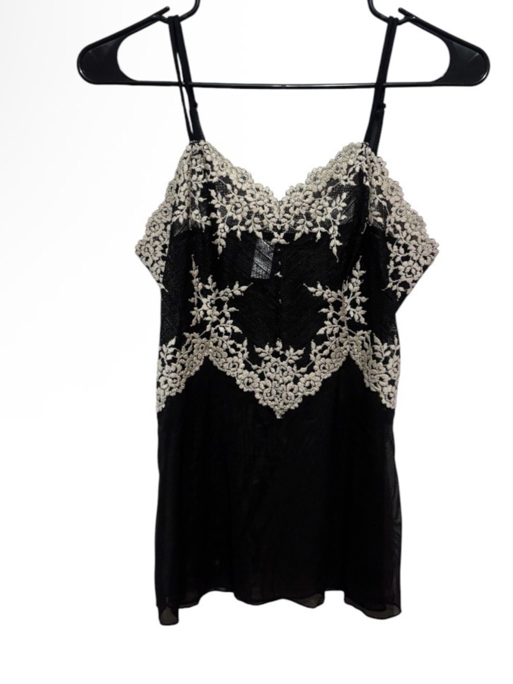 Wacoal Black Camisole with Cream Lace Overlay